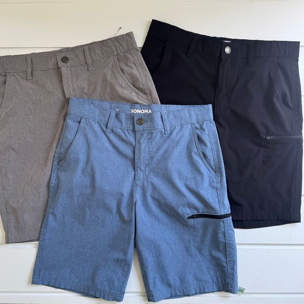 Sonoma Goods for Life Boys' Lot of 3 Flexwear Tech Cargo Shorts Size 16